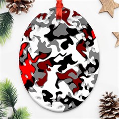 Vector Red Black White Camo Advance Ornament (oval Filigree) by Mariart