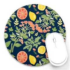 Summer Fruite Orange Lemmon Tomato Round Mousepads by Mariart