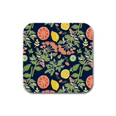 Summer Fruite Orange Lemmon Tomato Rubber Square Coaster (4 Pack)  by Mariart