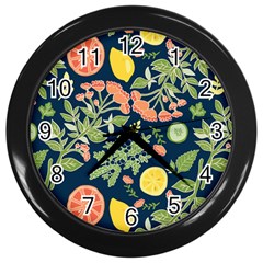 Summer Fruite Orange Lemmon Tomato Wall Clocks (black)