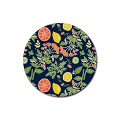 Summer Fruite Orange Lemmon Tomato Rubber Coaster (round)  by Mariart