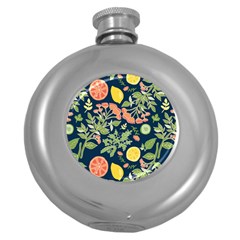 Summer Fruite Orange Lemmon Tomato Round Hip Flask (5 Oz) by Mariart