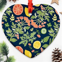 Summer Fruite Orange Lemmon Tomato Heart Ornament (two Sides) by Mariart