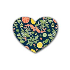 Summer Fruite Orange Lemmon Tomato Rubber Coaster (heart) 