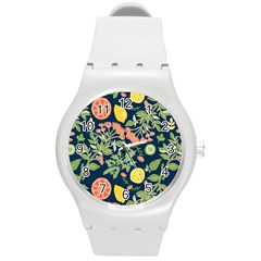 Summer Fruite Orange Lemmon Tomato Round Plastic Sport Watch (m)