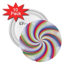 Prismatic Hole Rainbow 2 25  Buttons (10 Pack) 