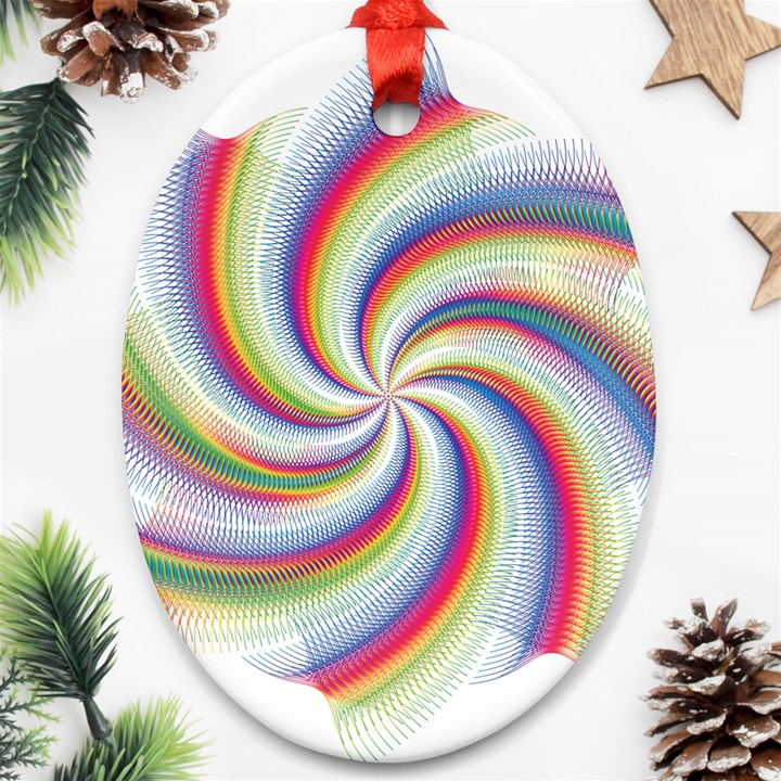 Prismatic Hole Rainbow Oval Ornament (Two Sides)