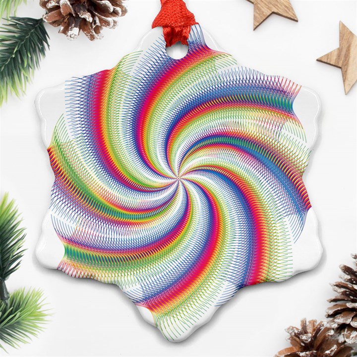 Prismatic Hole Rainbow Snowflake Ornament (Two Sides)