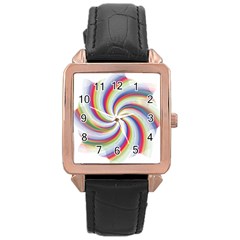 Prismatic Hole Rainbow Rose Gold Leather Watch  by Mariart