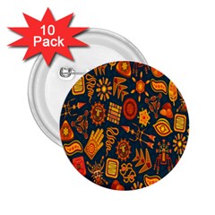 Tribal Ethnic Blue Gold Culture 2 25  Buttons (10 Pack) 