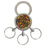 Tribal Ethnic Blue Gold Culture 3-Ring Key Chains Front