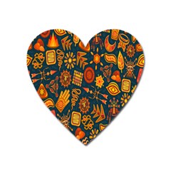 Tribal Ethnic Blue Gold Culture Heart Magnet