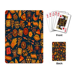 Tribal Ethnic Blue Gold Culture Playing Card by Mariart