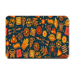 Tribal Ethnic Blue Gold Culture Small Doormat 