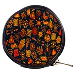 Tribal Ethnic Blue Gold Culture Mini Makeup Bags Front