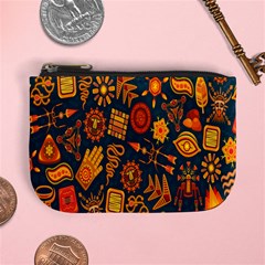 Tribal Ethnic Blue Gold Culture Mini Coin Purses by Mariart