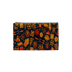 Tribal Ethnic Blue Gold Culture Cosmetic Bag (small) 