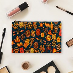 Tribal Ethnic Blue Gold Culture Cosmetic Bag (medium)  by Mariart