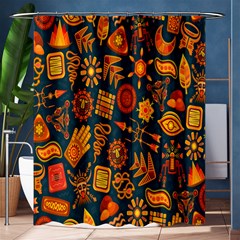 Tribal Ethnic Blue Gold Culture Shower Curtain 60  X 72  (medium) 