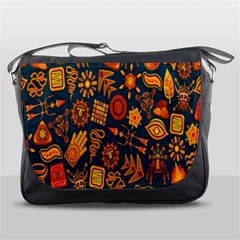 Tribal Ethnic Blue Gold Culture Messenger Bags