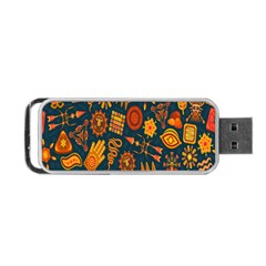 Tribal Ethnic Blue Gold Culture Portable Usb Flash (one Side)