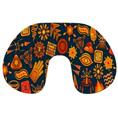 Tribal Ethnic Blue Gold Culture Travel Neck Pillows