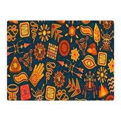 Tribal Ethnic Blue Gold Culture Double Sided Flano Blanket (mini)  by Mariart