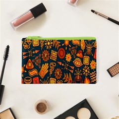 Tribal Ethnic Blue Gold Culture Cosmetic Bag (xs)