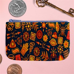 Tribal Ethnic Blue Gold Culture Large Coin Purse