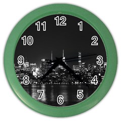 New York Skyline Color Wall Clocks by Celenk