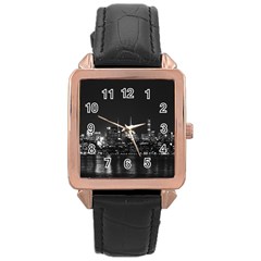 New York Skyline Rose Gold Leather Watch  by Celenk