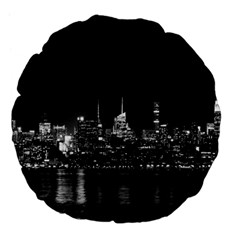 New York Skyline Large 18  Premium Flano Round Cushions by Celenk