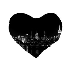 New York Skyline Standard 16  Premium Flano Heart Shape Cushions by Celenk