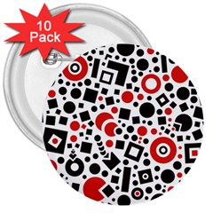 Square Objects Future Modern 3  Buttons (10 Pack)  by Celenk