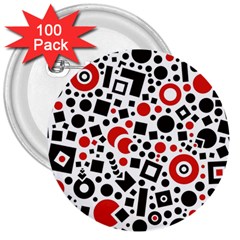 Square Objects Future Modern 3  Buttons (100 Pack)  by Celenk