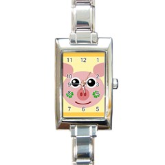 Luck Lucky Pig Pig Lucky Charm Rectangle Italian Charm Watch by Celenk