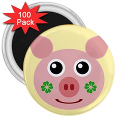 Luck Lucky Pig Pig Lucky Charm 3  Magnets (100 Pack) by Celenk