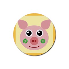 Luck Lucky Pig Pig Lucky Charm Rubber Coaster (round)  by Celenk