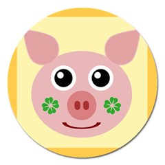 Luck Lucky Pig Pig Lucky Charm Magnet 5  (round)