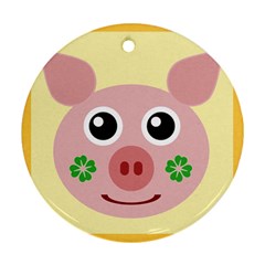 Luck Lucky Pig Pig Lucky Charm Round Ornament (two Sides) by Celenk