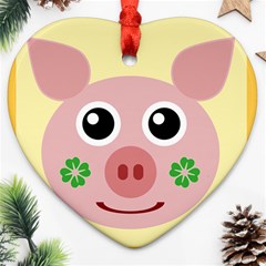 Luck Lucky Pig Pig Lucky Charm Heart Ornament (two Sides) by Celenk