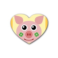 Luck Lucky Pig Pig Lucky Charm Rubber Coaster (heart)  by Celenk