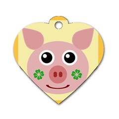 Luck Lucky Pig Pig Lucky Charm Dog Tag Heart (two Sides) by Celenk