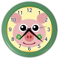 Luck Lucky Pig Pig Lucky Charm Color Wall Clocks