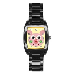 Luck Lucky Pig Pig Lucky Charm Stainless Steel Barrel Watch by Celenk