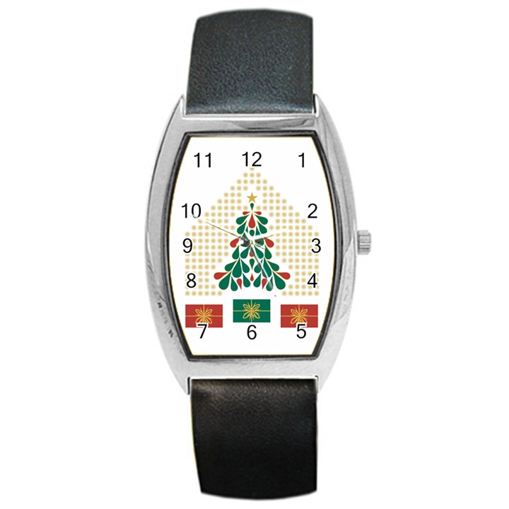 Christmas Tree Present House Star Barrel Style Metal Watch