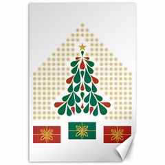 Christmas Tree Present House Star Canvas 24  X 36  by Celenk