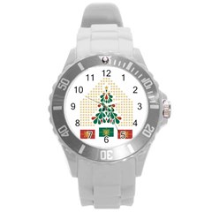 Christmas Tree Present House Star Round Plastic Sport Watch (l) by Celenk