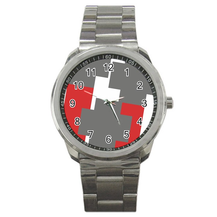 Cross Abstract Shape Line Sport Metal Watch