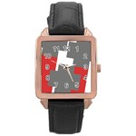 Cross Abstract Shape Line Rose Gold Leather Watch  Front